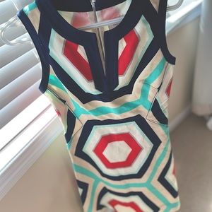 Kate Spade cotton/linen blend geo pattern dress. Size 2. EUC